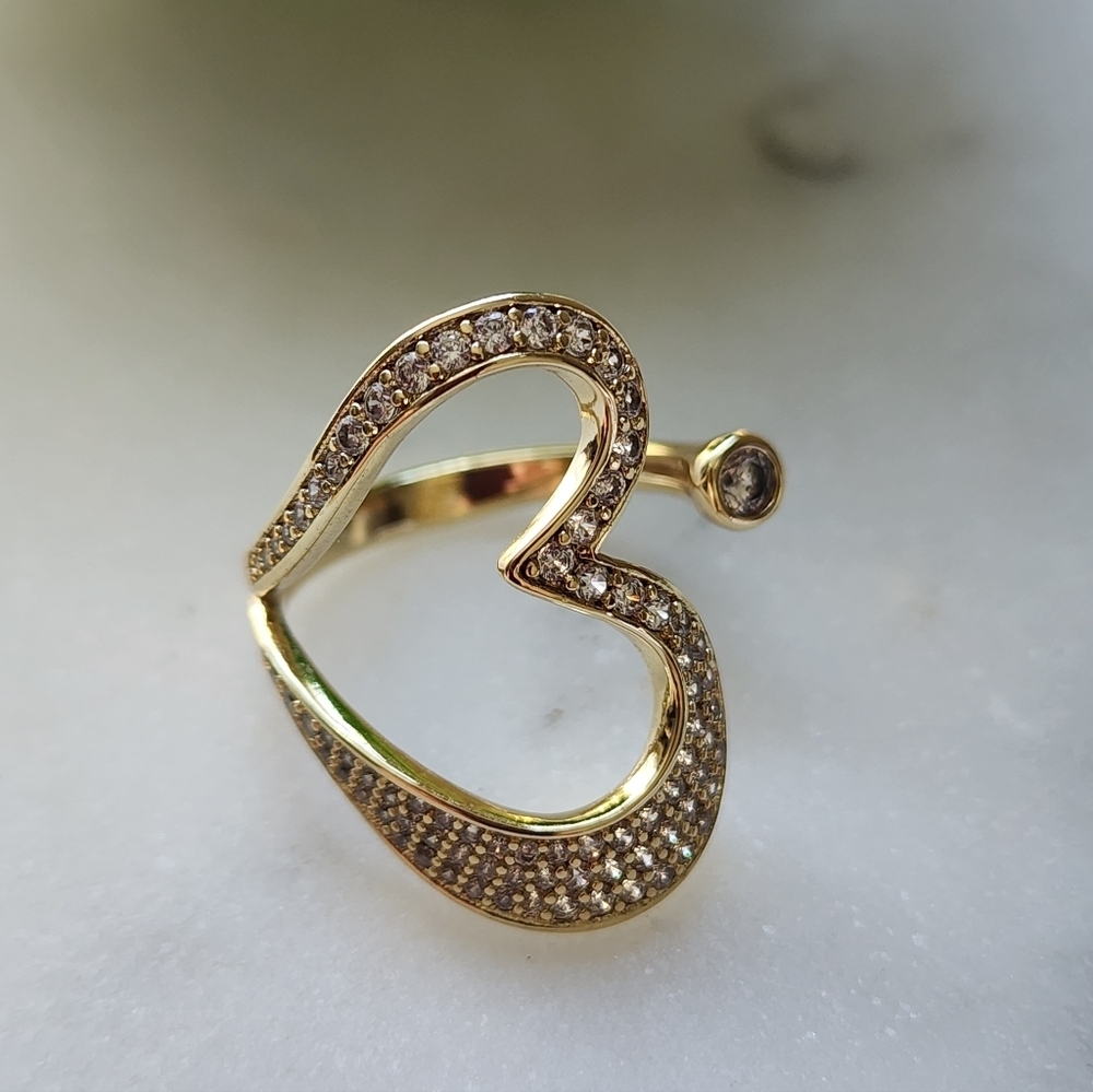 Elegant Gold Plated Heart Ring Size #6